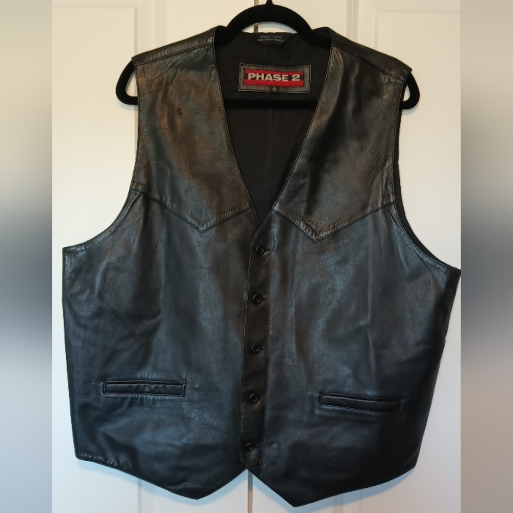 Phase 2 Men's Leather Biker's Vest
